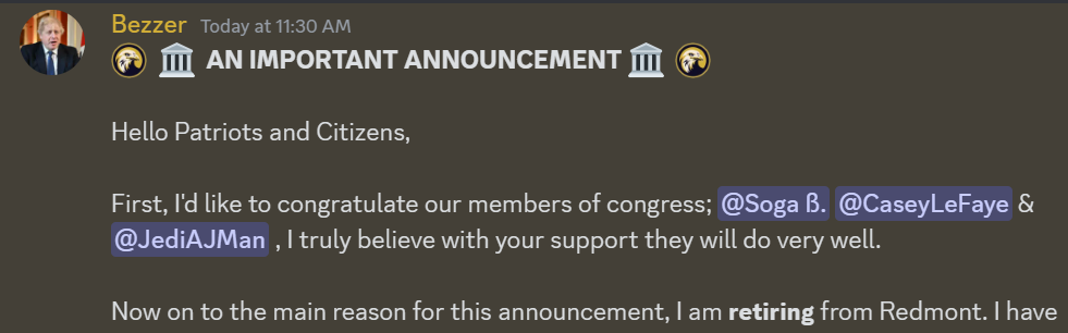 Bezzer's resignation