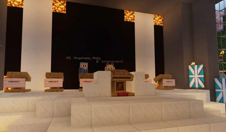 Anaphase_Andy and Goldendude15 on the debate stage.