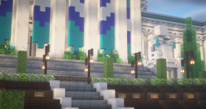 A zoomed-in picture of the back of the Congress building.